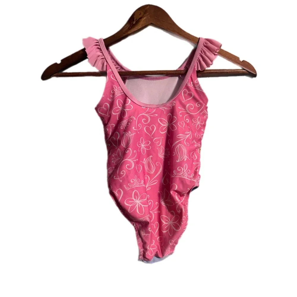 Disney Princess OnePiece Swimsuit Kids 3T Pink Excellent Ruffle Belle Cinderella